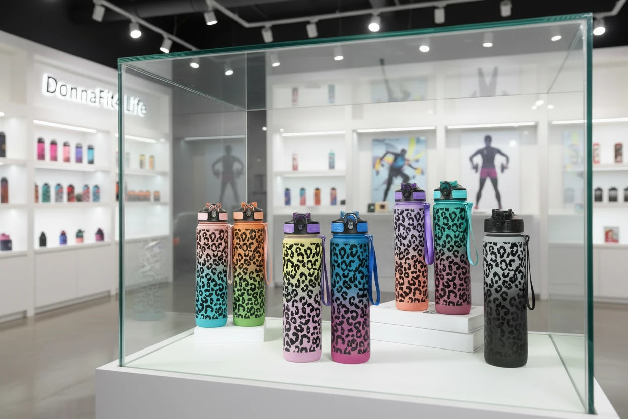 1 Liter Leopard Print Refillable Water Bottle