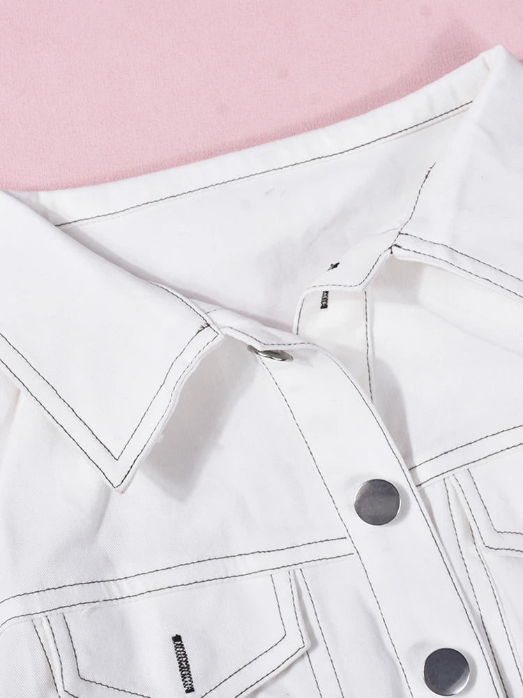 Stripe Button To & Mini Skirt  Set