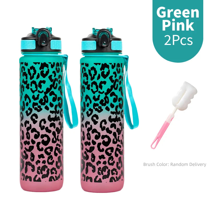 1 Liter Leopard Print Refillable Water Bottle