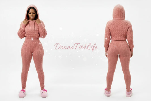 Knitty Hooded Sweater & Pants Set