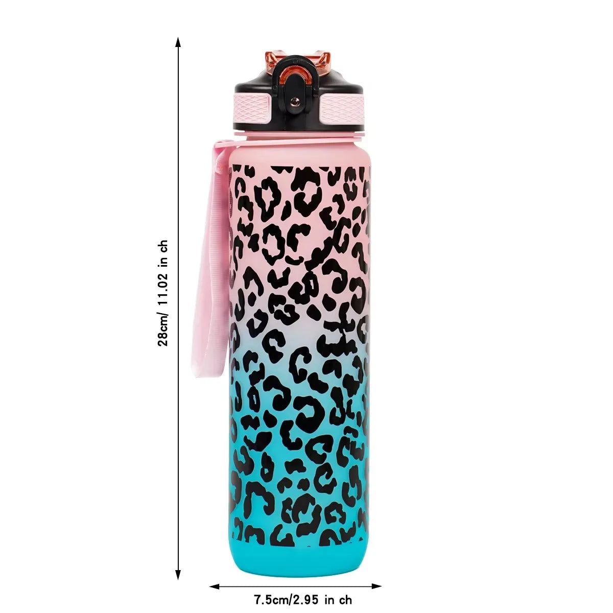 1 Liter Leopard Print Refillable Water Bottle
