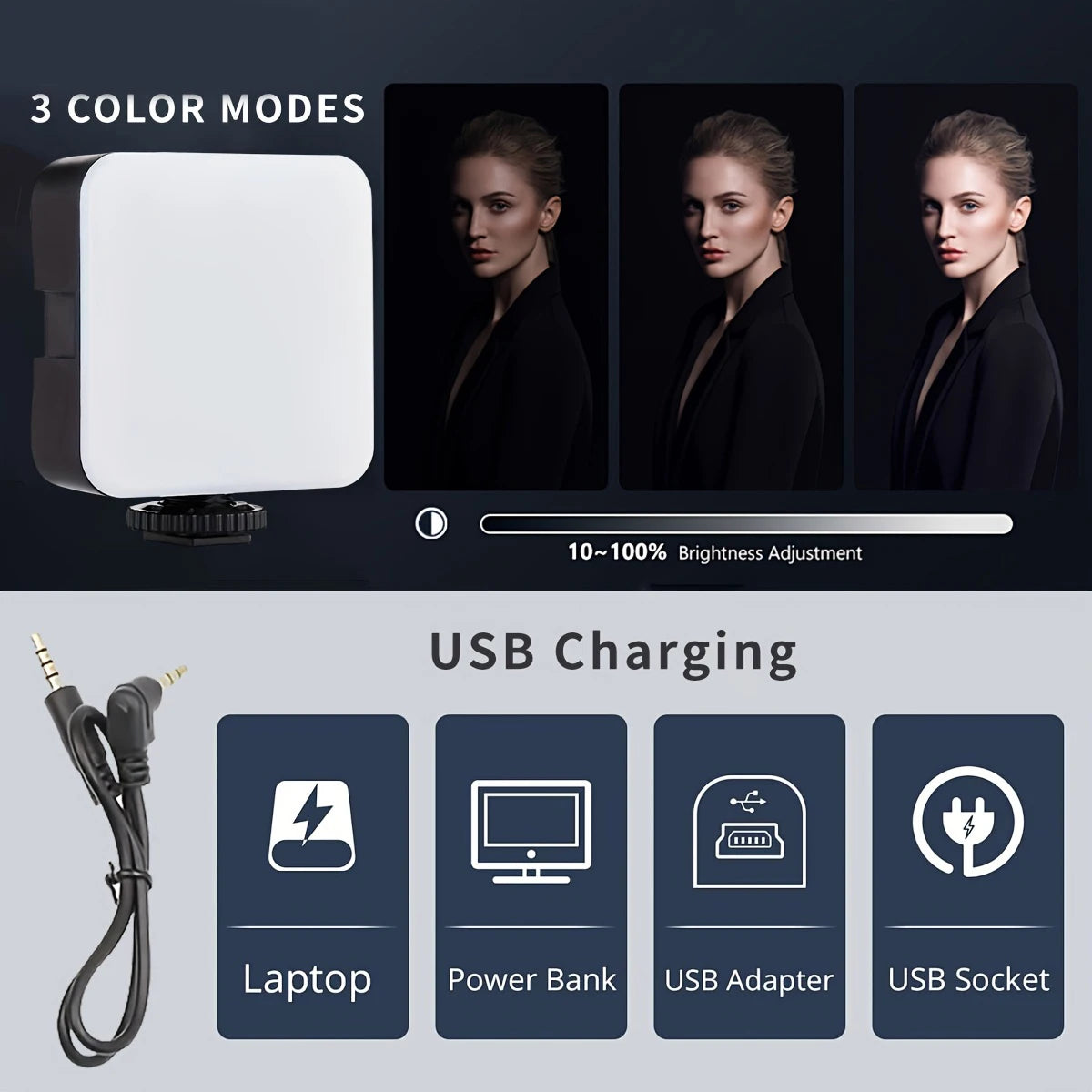 Vlogging Kit  with Mini Microphone and LED Light