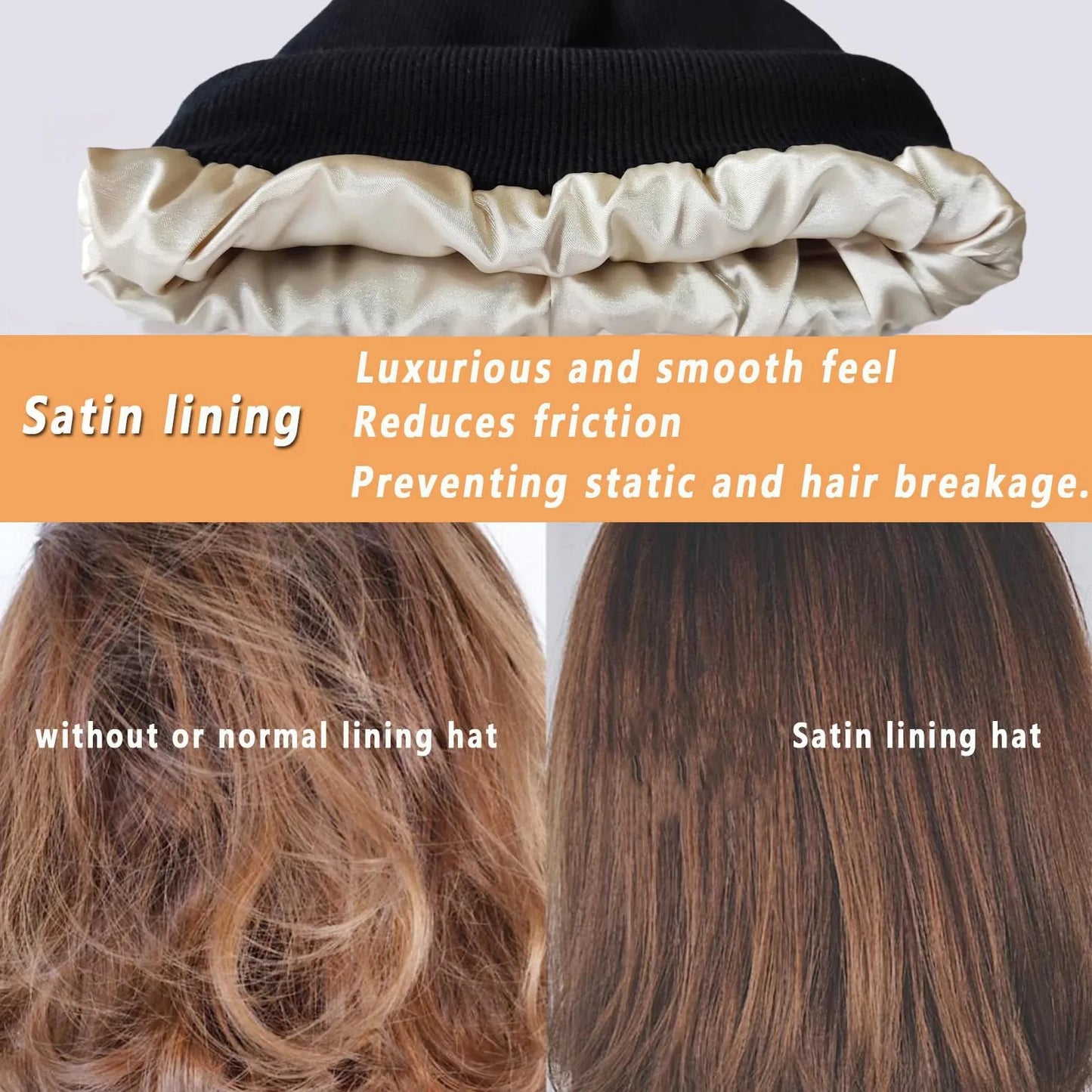 Unisex Satin Lined Beanie Hat For Women