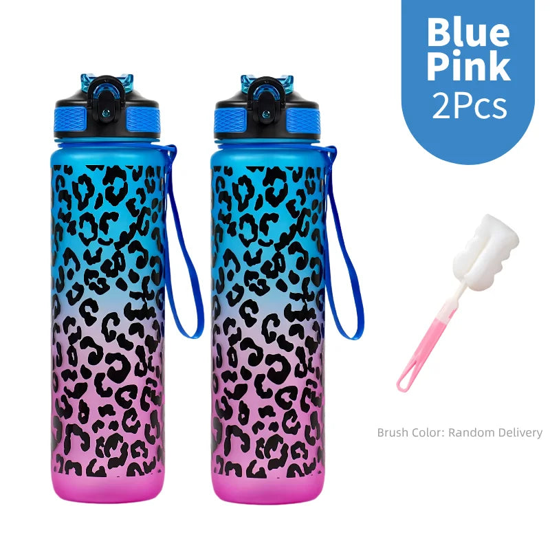 1 Liter Leopard Print Refillable Water Bottle