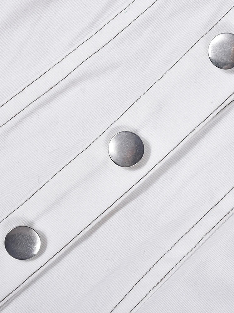 Stripe Button To & Mini Skirt  Set